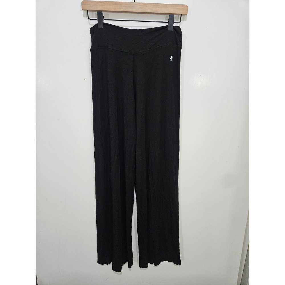 Heavenly by Victoria Secret Black Wide Leg Lounge Pants Rhinestone Logo M Y2K